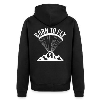 Gleitschirmfliegen Gleitschirm - Unisex Premium Bio Zip Hoodie - Schwarz - Hinten - Nico (187cm)