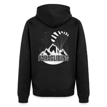 Paragliding Gleitschirmfliegen - Unisex Premium Bio Zip Hoodie - Schwarz - Hinten - Nico (187cm)