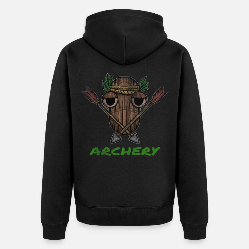 Pfeil und Bogenschiessen Armbrust Geschenk - Unisex Premium Bio Zip Hoodie - Schwarz