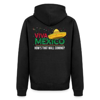 Viva Mexico Mexikaner - Unisex Premium Bio Zip Hoodie - Schwarz - Hinten - Nico (187cm)