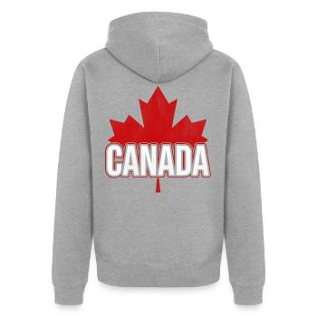 Ahornblatt Kanada - Unisex Premium Bio Zip Hoodie - Grau meliert - Hinten - Nico (187cm)