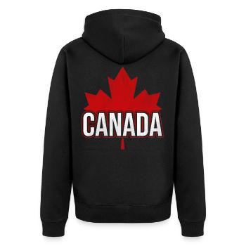 Maple leaf Canada - Unisex Premium Organic Zip Hoodie - black - Back - Nico (187cm)