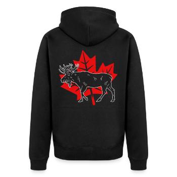 Kanada Kanadier Elch Ahornblatt Flagge Canada - Unisex Premium Bio Zip Hoodie - Schwarz - Hinten - Nico (187cm)