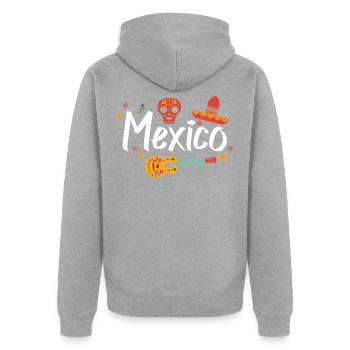 Mexiko - Unisex Premium Bio Zip Hoodie - Grau meliert - Hinten - Nico (187cm)