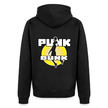 Basketball Spieler Sport Dunk - Unisex Premium Bio Zip Hoodie - Schwarz - Hinten - Nico (187cm)