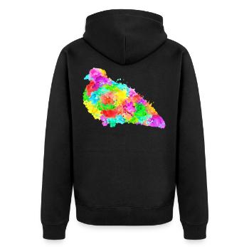Splash Pigeon Friend - Unisex Premium Bio Zip Hoodie - Schwarz - Hinten - Nico (187cm)