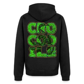 Krokodil Aligator Raubtier Reptilien Geschenk - Unisex Premium Bio Zip Hoodie - Schwarz - Hinten - Nico (187cm)