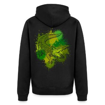 Krokodil Aligator Raubtier Reptilien Geschenk - Unisex Premium Bio Zip Hoodie - Schwarz - Hinten - Nico (187cm)