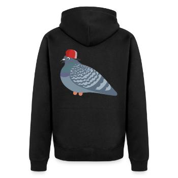 Cool Pigeon Friend - Unisex Premium Bio Zip Hoodie - Schwarz - Hinten - Nico (187cm)