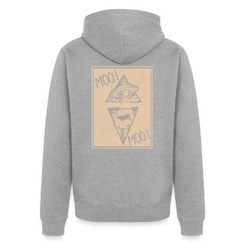 Kuh Ufo Ausserirdischer Raumschiff Kühe Alien - Unisex Premium Bio Zip Hoodie - Grau meliert - Hinten - Nico (187cm)