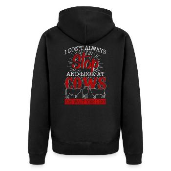 Bauer Bäuerin Landwirt - Unisex Premium Bio Zip Hoodie - Schwarz - Hinten - Nico (187cm)