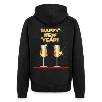 Nouvel An Cadeau du Nouvel An Minuit - Veste à capuche bio Premium Unisexe - noir - Dos - Nico (187cm)