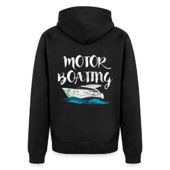 Schiff Boot Segeln Bootsmann Marine - Unisex Premium Bio Zip Hoodie - Schwarz - Hinten - Nico (187cm)