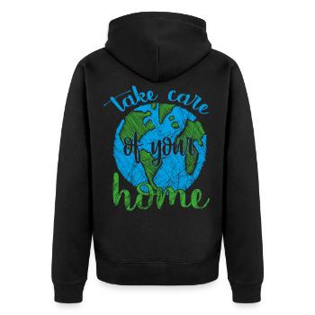 Earth Day - Tag der Erde - Unisex Premium Bio Zip Hoodie - Schwarz - Hinten - Nico (187cm)