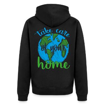Earth Day - Tag der Erde - Unisex Premium Bio Zip Hoodie - Schwarz - Hinten - Nico (187cm)