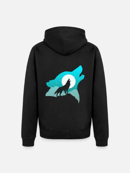 Wolf - Unisex Premium Organic Zip Hoodie - black