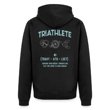 Triathlete triathlon - Unisex Premium Organic Zip Hoodie - black - Back - Nico (187cm)