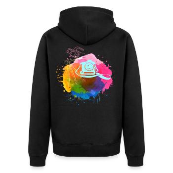 Photograph - Unisex Premium Bio Zip Hoodie - Schwarz - Hinten - Nico (187cm)