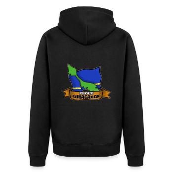 Curaçao Curacao Stolzes Land - Unisex Premium Bio Zip Hoodie - Schwarz - Hinten - Nico (187cm)