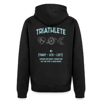 triathlete - Unisex Premium Organic Zip Hoodie - black - Back - Nico (187cm)