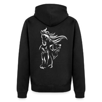 Cadeau de crinière de chien mignon chat chat silhouette - Veste à capuche bio Premium Unisexe - noir - Dos - Nico (187cm)
