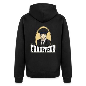 Chauffeur Fahrer Anime Manga - Unisex Premium Bio Zip Hoodie - Schwarz - Hinten - Nico (187cm)