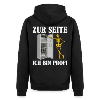 Elektriker Lustiger Spruch Beruf Geschenk Idee - Unisex Premium Bio Zip Hoodie - Schwarz - Hinten - Nico (187cm)