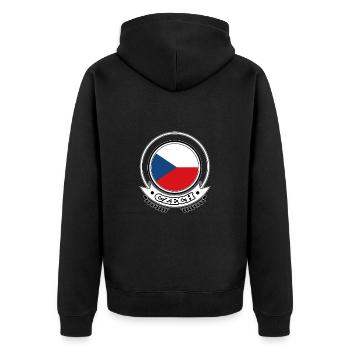Czech Republic Prague Europe EU Euro - Unisex Premium Organic Zip Hoodie - black - Back - Nico (187cm)