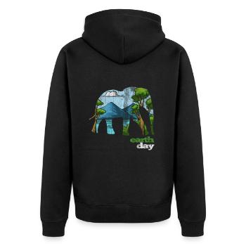 Earth Day - Tag der Erde - Unisex Premium Bio Zip Hoodie - Schwarz - Hinten - Nico (187cm)