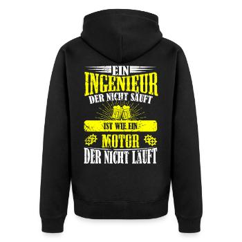 Ingenieur Spruch Bier saufen Party Büro Geschenk - Unisex Premium Bio Zip Hoodie - Schwarz - Hinten - Nico (187cm)