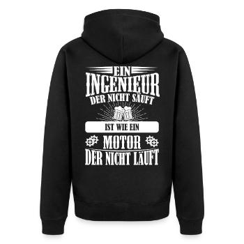 Ingenieur Spruch Bier saufen Party Büro Geschenk - Unisex Premium Bio Zip Hoodie - Schwarz - Hinten - Nico (187cm)