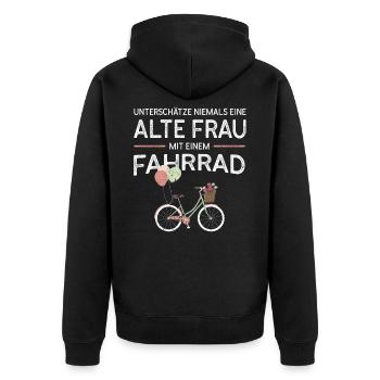 Femme vélo idée de cadeau - Veste à capuche bio Premium Unisexe - noir - Dos - Nico (187cm)