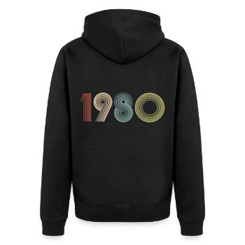 Année de naissance 1980 - Veste à capuche bio Premium Unisexe - noir - Dos - Nico (187cm)