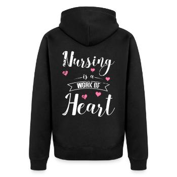 Krankenschwester Nurse süßer Spruch Geschenk - Unisex Premium Bio Zip Hoodie - Schwarz - Hinten - Nico (187cm)