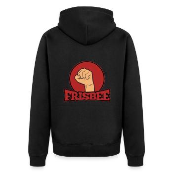 Frisbee - Unisex Premium Bio Zip Hoodie - Schwarz - Hinten - Nico (187cm)