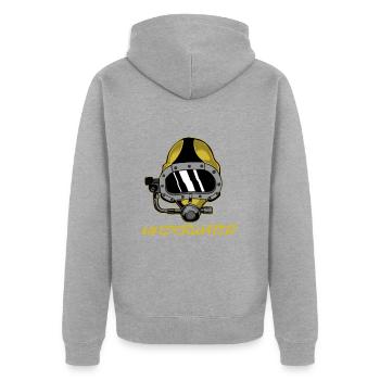 Taucherbrille Sauerstoff Flasche Tauchen - Unisex Premium Bio Zip Hoodie - Grau meliert - Hinten - Nico (187cm)