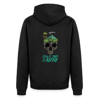 Earthday Earth and Conservation - Unisex Premium Organic Zip Hoodie - black - Back - Nico (187cm)