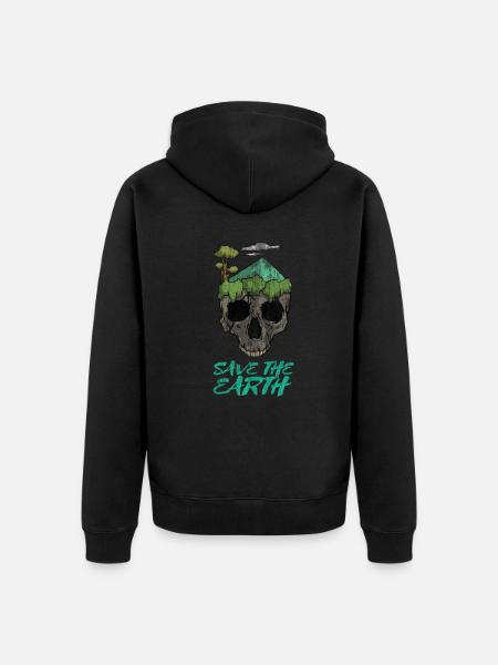 Earthday Earth and Conservation - Unisex Premium Organic Zip Hoodie - black