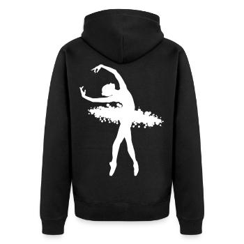 Ballett Ballerina - Unisex Premium Bio Zip Hoodie - Schwarz - Hinten - Nico (187cm)