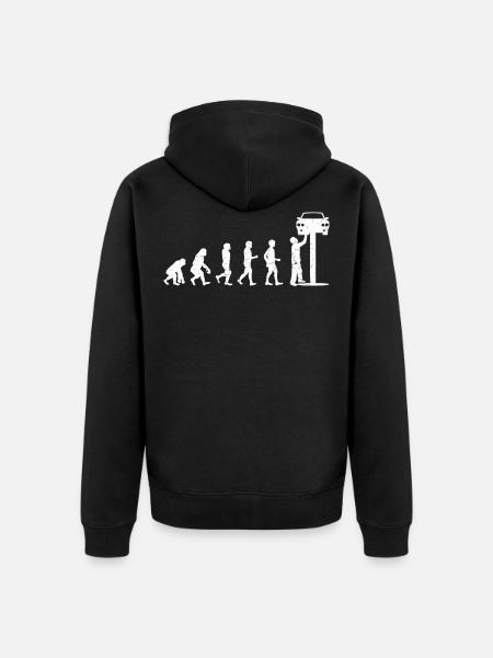 Evolution Auto Schrauber Automechaniker Geschenk - Unisex Premium Bio Zip Hoodie - Schwarz