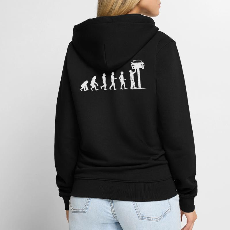 Evolution Auto Schrauber Automechaniker Geschenk Unisex Premium Bio Zip Hoodie