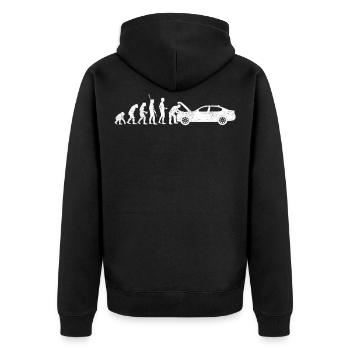 Evolution Auto Schrauber Automechaniker Geschenk - Unisex Premium Bio Zip Hoodie - Schwarz - Hinten - Nico (187cm)