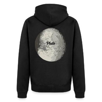 Pluto - Unisex Premium Organic Zip Hoodie - black - Back - Nico (187cm)
