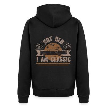Voiture ancienne, voiture classique dans un style vintage - Veste à capuche bio Premium Unisexe - noir - Dos - Nico (187cm)