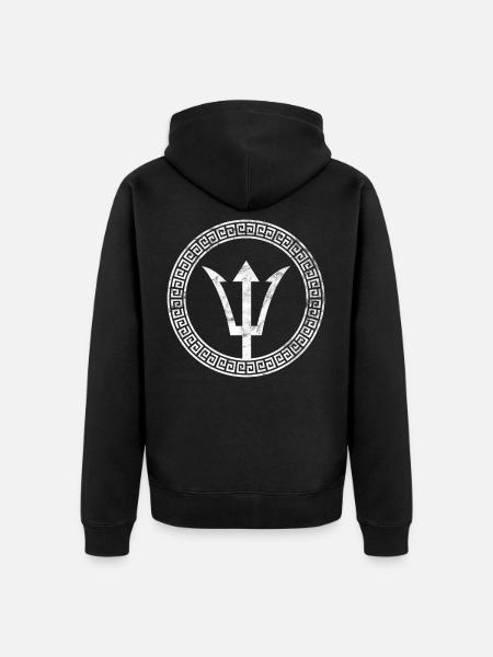 Trident God Greek Zeus Poseidon - Unisex Premium Organic Zip Hoodie - black