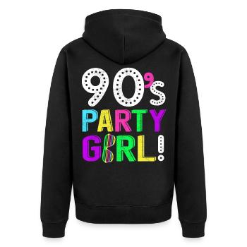 Années 90, musique Partygirl Disco Neon Gift - Veste à capuche bio Premium Unisexe - noir - Dos - Nico (187cm)