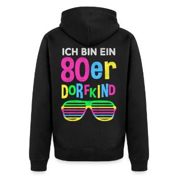 80er Jahre Dorfkind Mode lustiger Spruch Geschenk - Unisex Premium Bio Zip Hoodie - Schwarz - Hinten - Nico (187cm)