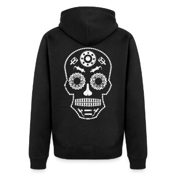 Mountain Bike Bicycle Skull Chain Wheel Gift - Unisex Premium Organic Zip Hoodie - black - Back - Nico (187cm)
