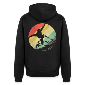 Surfer Surfen - Unisex Premium Bio Zip Hoodie - Schwarz - Hinten - Nico (187cm)