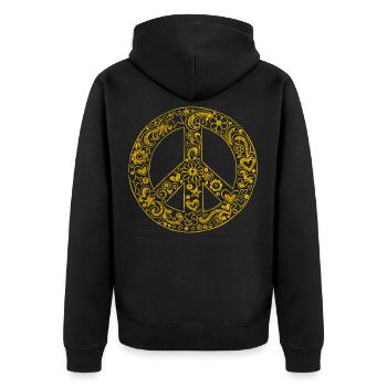 Peacezeichen Hippie Peace - Unisex Premium Bio Zip Hoodie - Schwarz - Hinten - Nico (187cm)